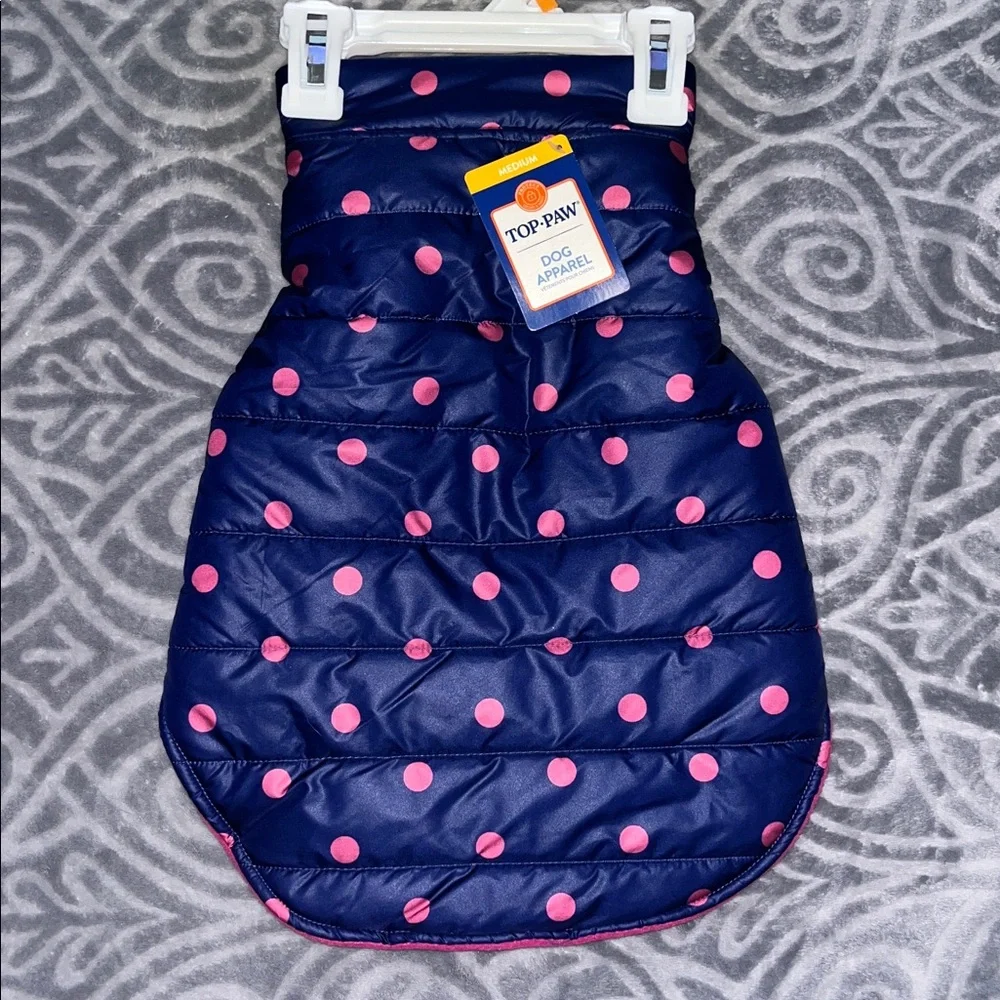 Dog Puffer Jacket with Polka Dots by Top Paw NWT